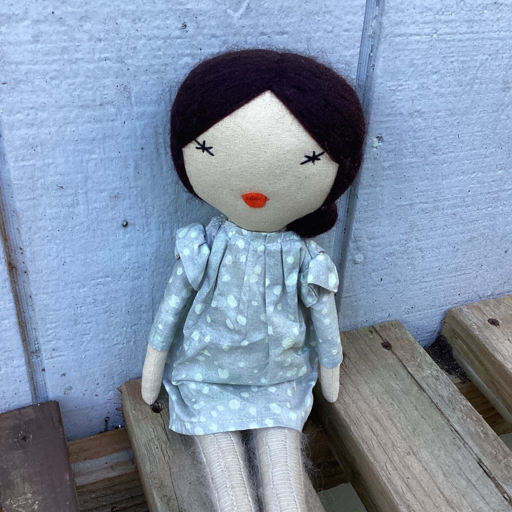 NEW handmade angora + linen DOLL - Picture 3 of 4